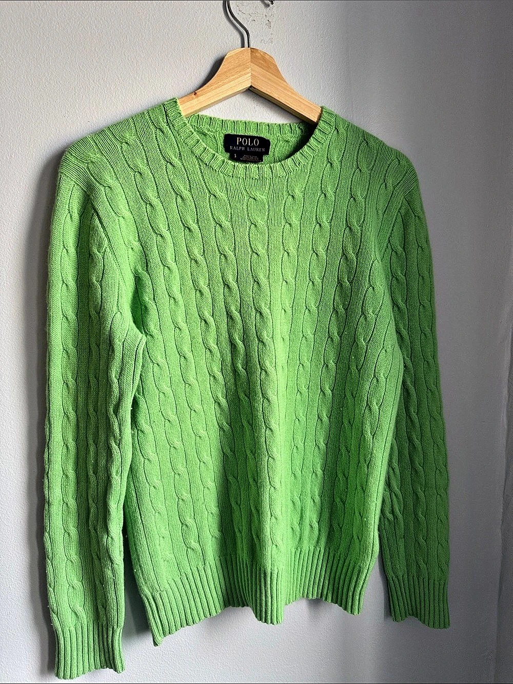 Polo Ralph Lauren The Iconic Cable-Knit Cashmere Sweater Green Small
